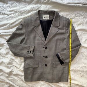 Vintage Glen Check Plaid Blazer Black and White Women Size Medium